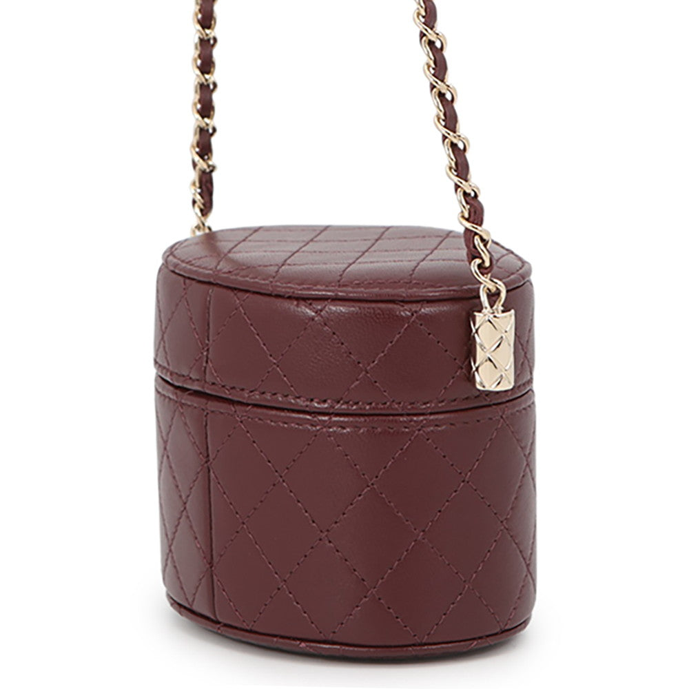CHANEL Matelasse Small Vanity Chain Shoulder Bag BurgundyAP1573 Lambskin