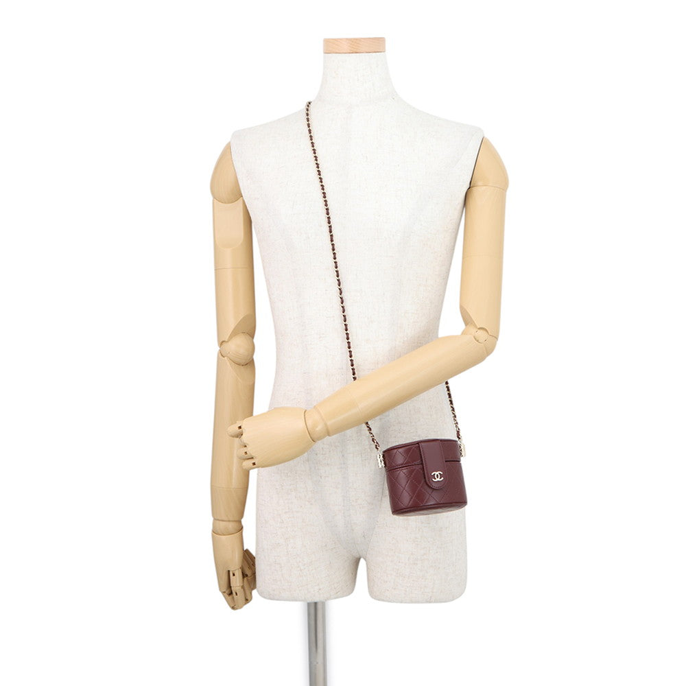 CHANEL Matelasse Small Vanity Chain Shoulder Bag BurgundyAP1573 Lambskin