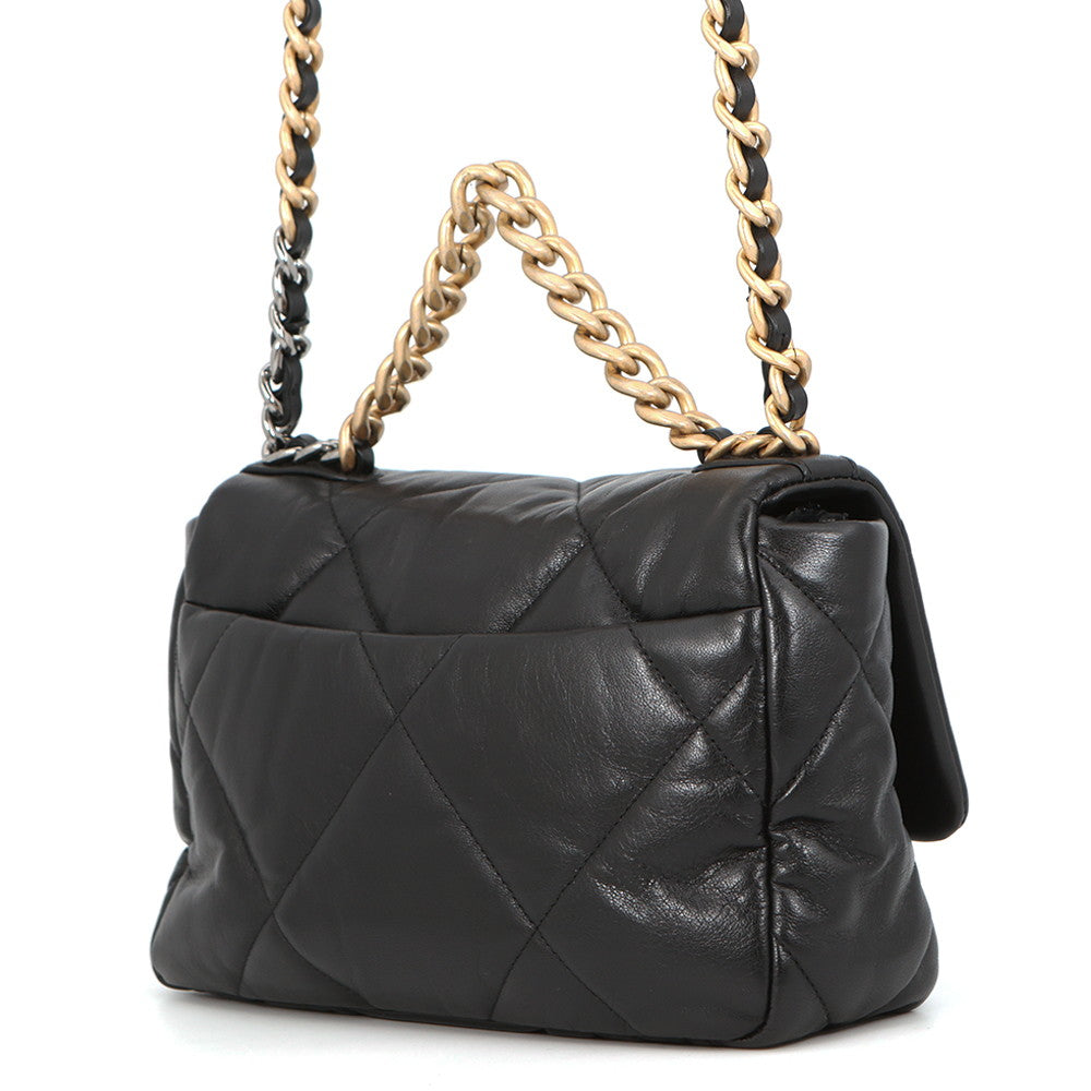 CHANEL CHANEL19 CC Logo ChainShoulder BlackAS1160 Shiny Lambskin