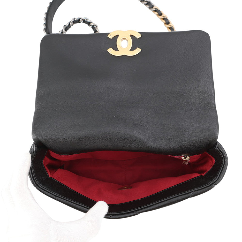 CHANEL CHANEL19 CC Logo ChainShoulder BlackAS1160 Shiny Lambskin
