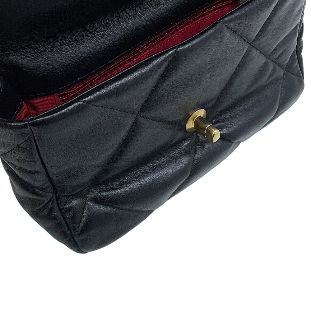 CHANEL CHANEL19 CC Logo ChainShoulder BlackAS1160 Shiny Lambskin
