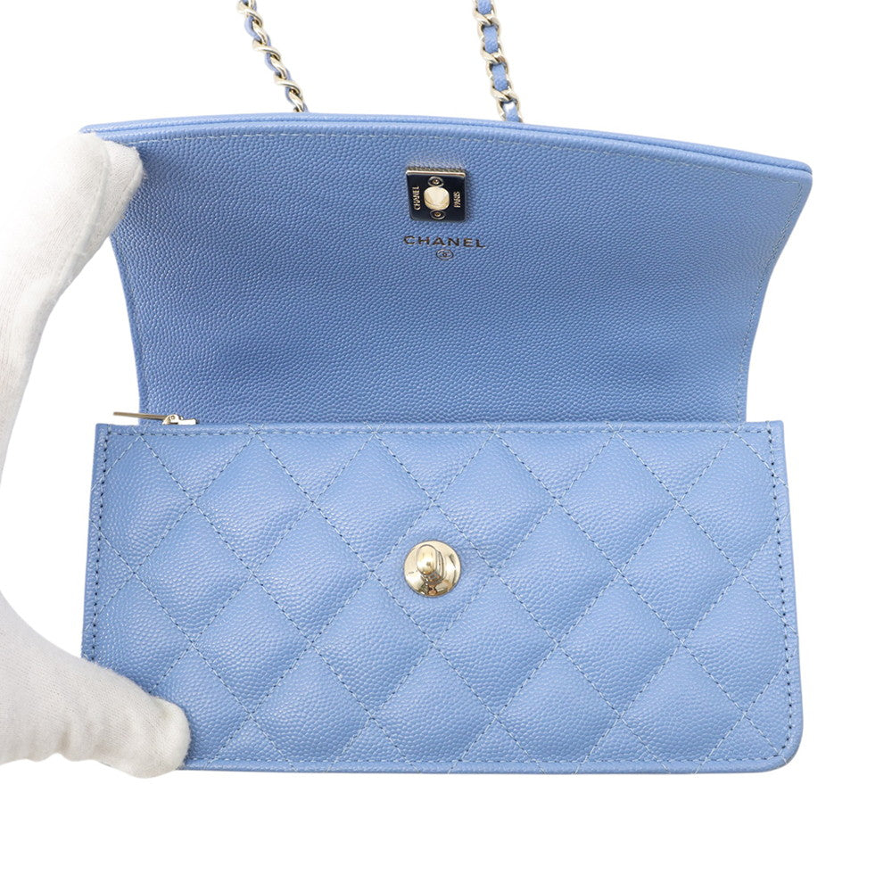 CHANEL Matelasse ChainShoulder Bag BlueAP4402 Caviar Leather