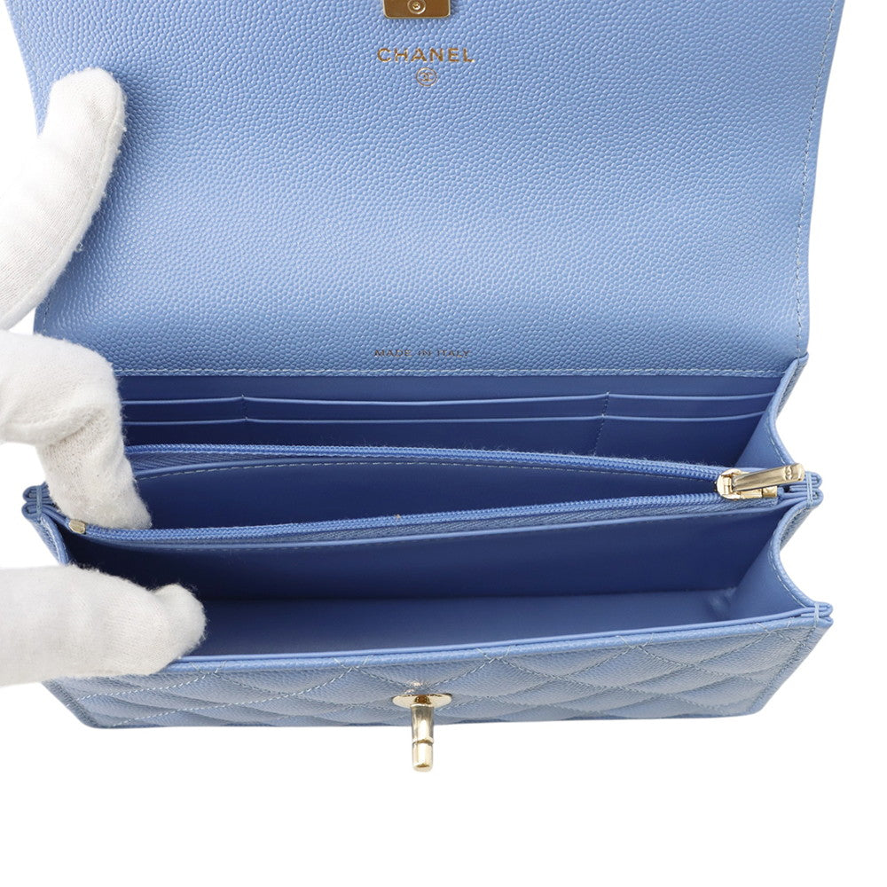 CHANEL Matelasse ChainShoulder Bag BlueAP4402 Caviar Leather