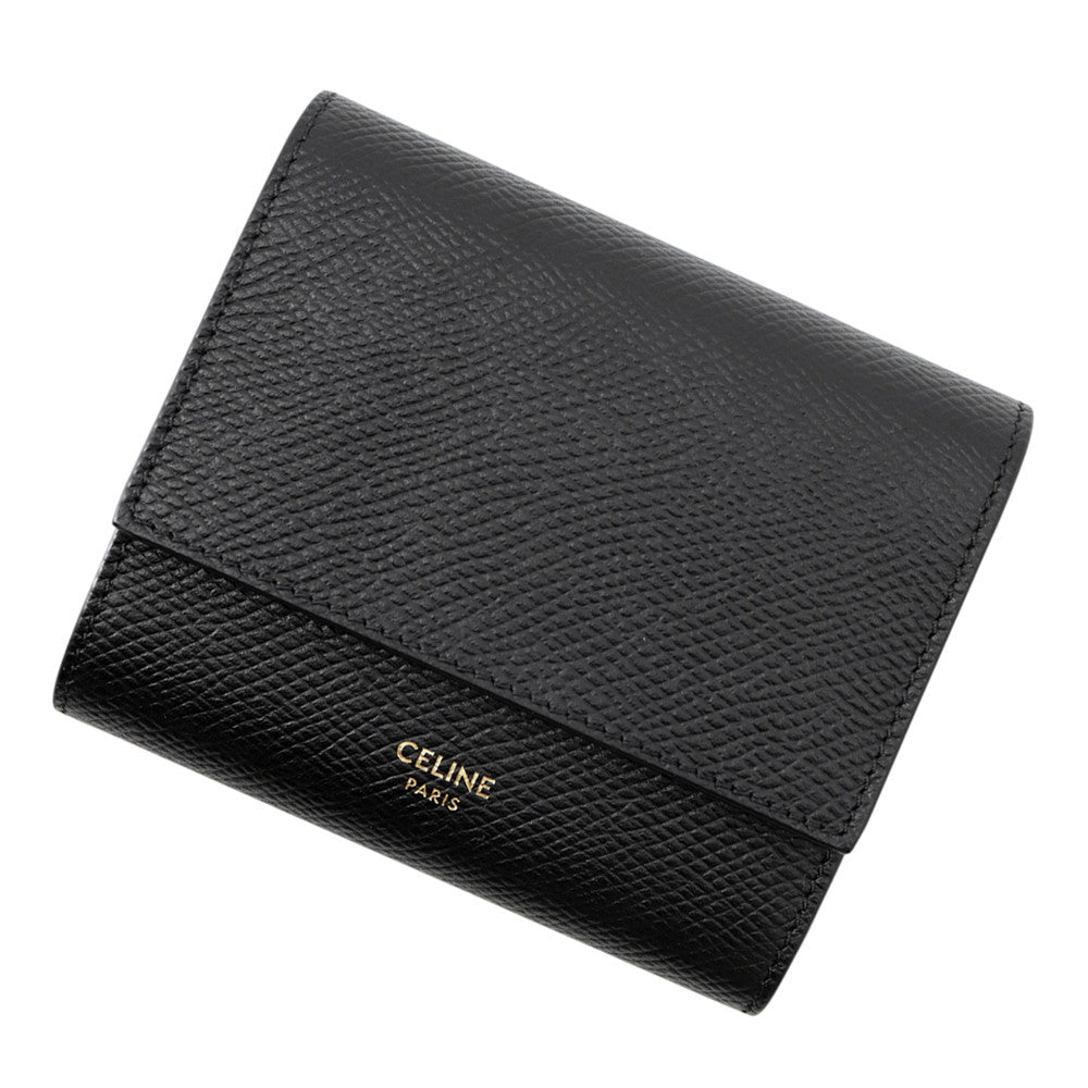 CELINE Trifold Compact Wallet Black10B573BEL Leather