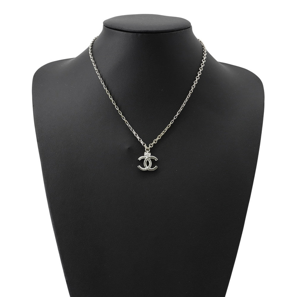 CHANEL CC Logo Necklace SilverABC147 Metal Rhinestone