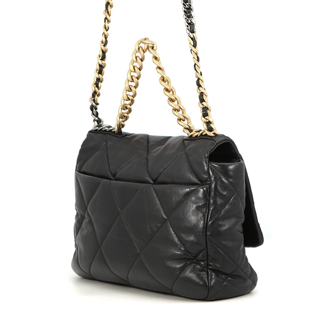 CHANEL CHANEL 19 ChainShoulder Bag BlackAS1162 Shiny Lambskin Size Maxi