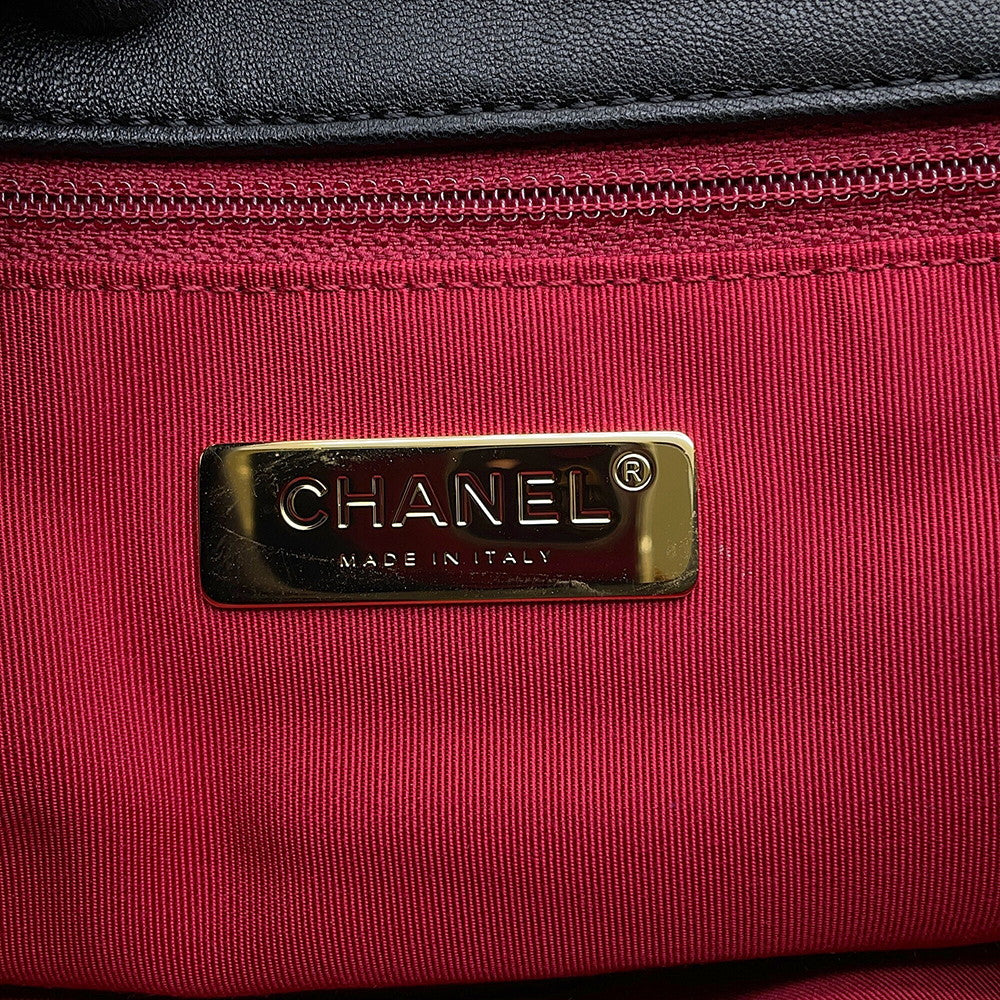 CHANEL CHANEL 19 ChainShoulder Bag BlackAS1162 Shiny Lambskin Size Maxi