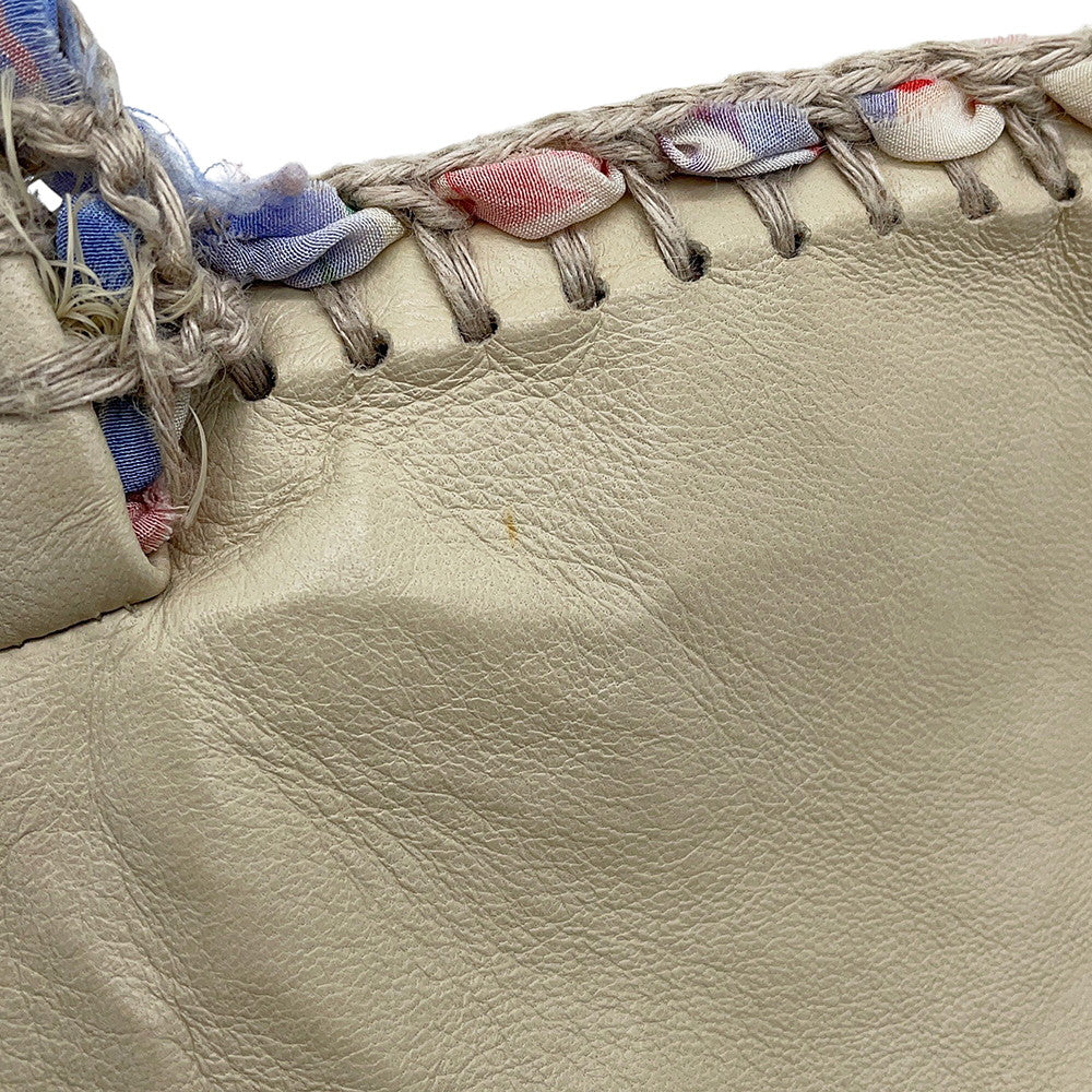 CHANEL Matelasse Double Chain Shoulder Bag Beige/Multicolor Raffia Size 30