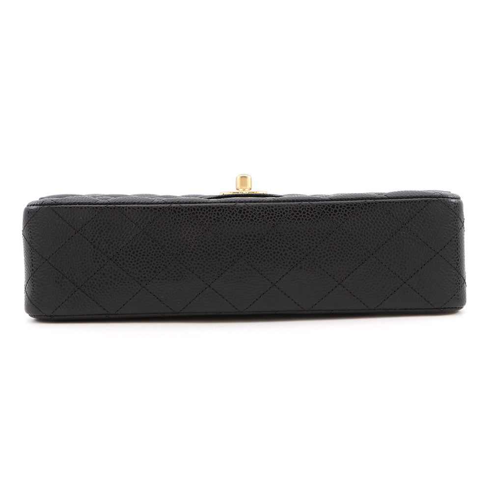 CHANEL Matelasse W Flap ChainShoulder Bag BlackA01112 Caviar Leather Size 25