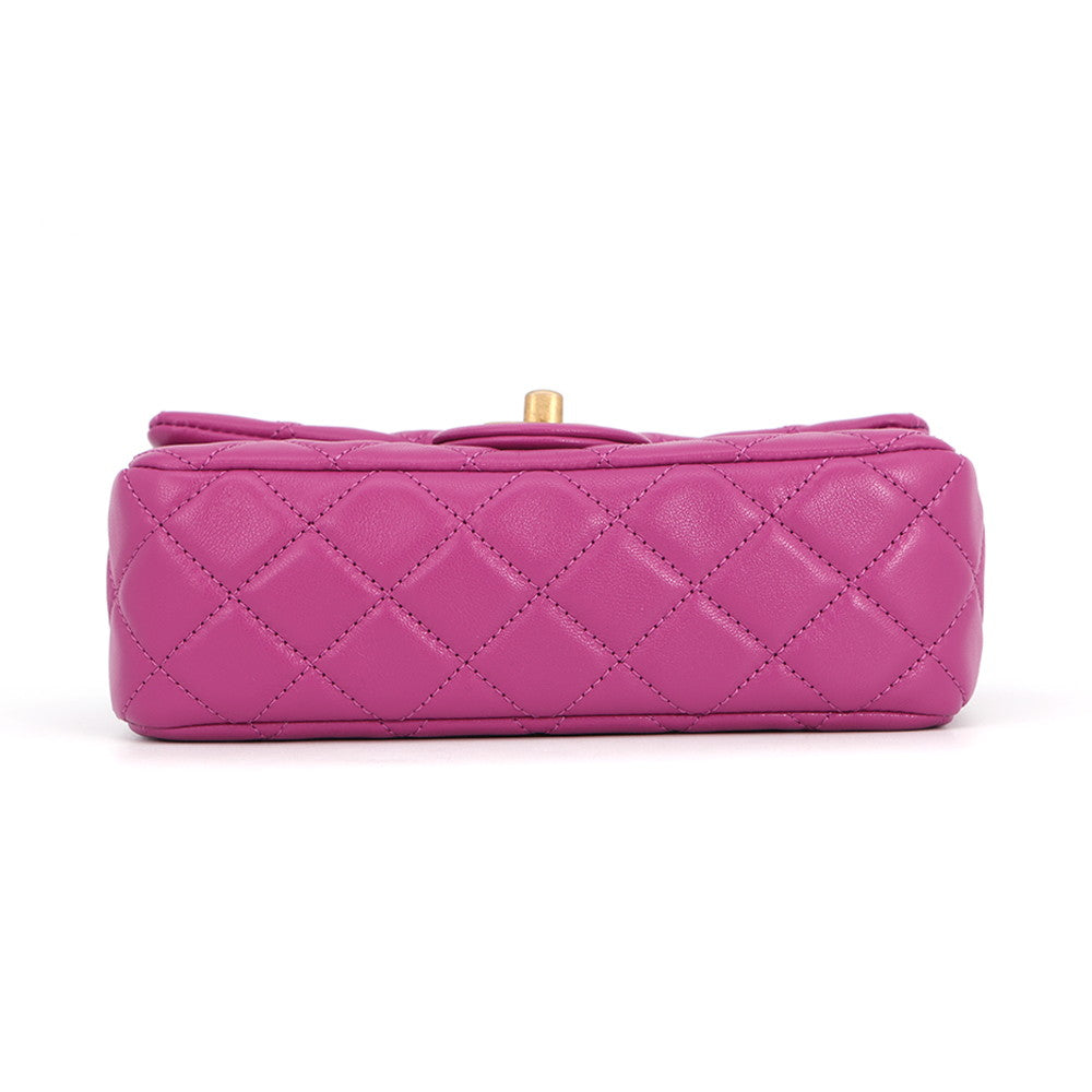 CHANEL Mini Matelasse ChainShoulder Bag PurpleAS1787 Lambskin Size 20