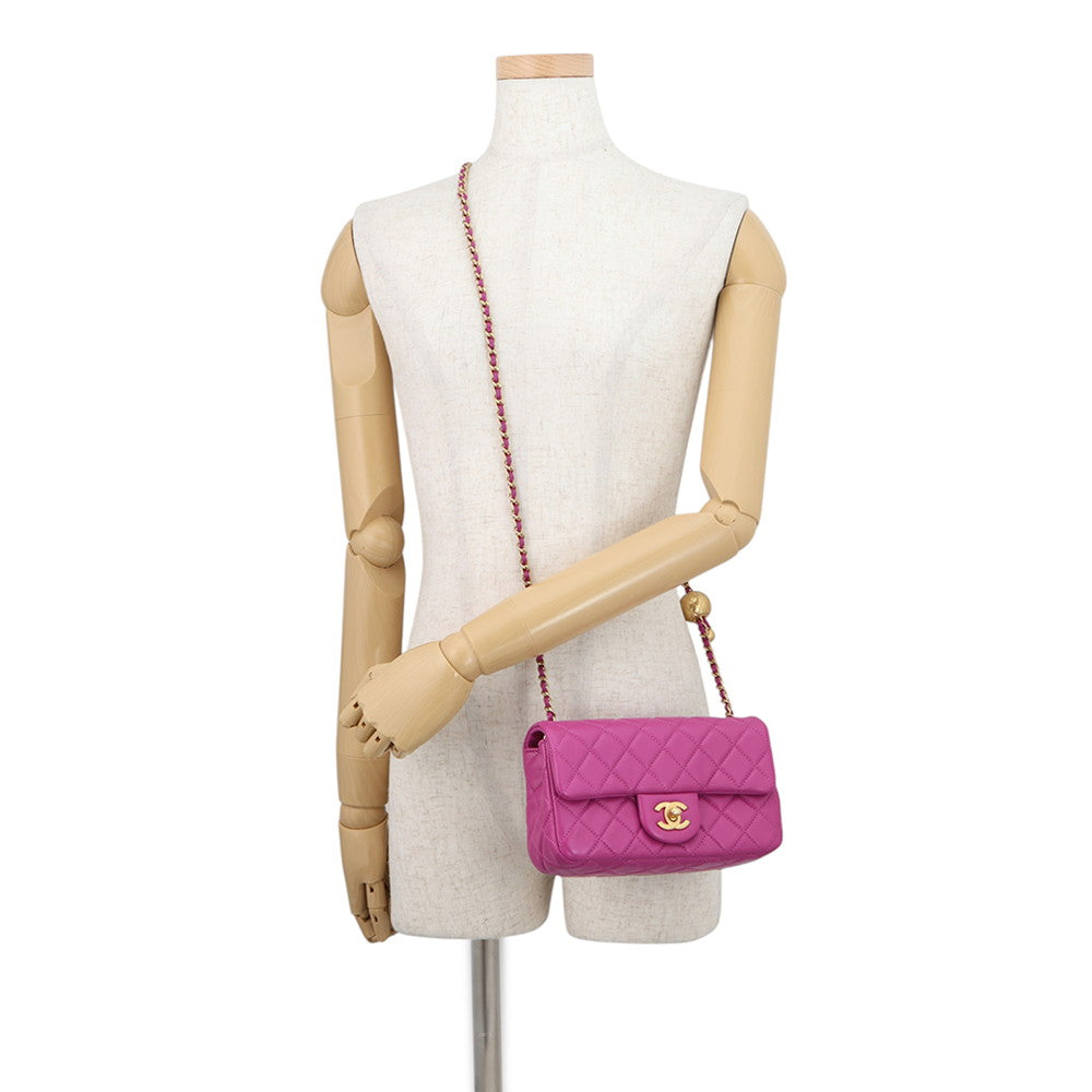 CHANEL Mini Matelasse ChainShoulder Bag PurpleAS1787 Lambskin Size 20