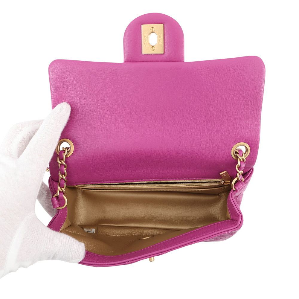CHANEL Mini Matelasse ChainShoulder Bag PurpleAS1787 Lambskin Size 20