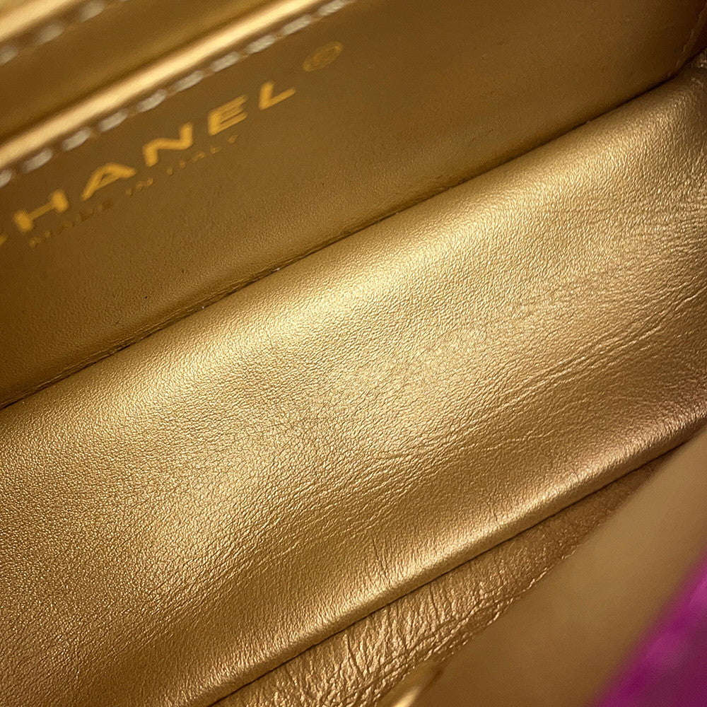 CHANEL Mini Matelasse ChainShoulder Bag PurpleAS1787 Lambskin Size 20