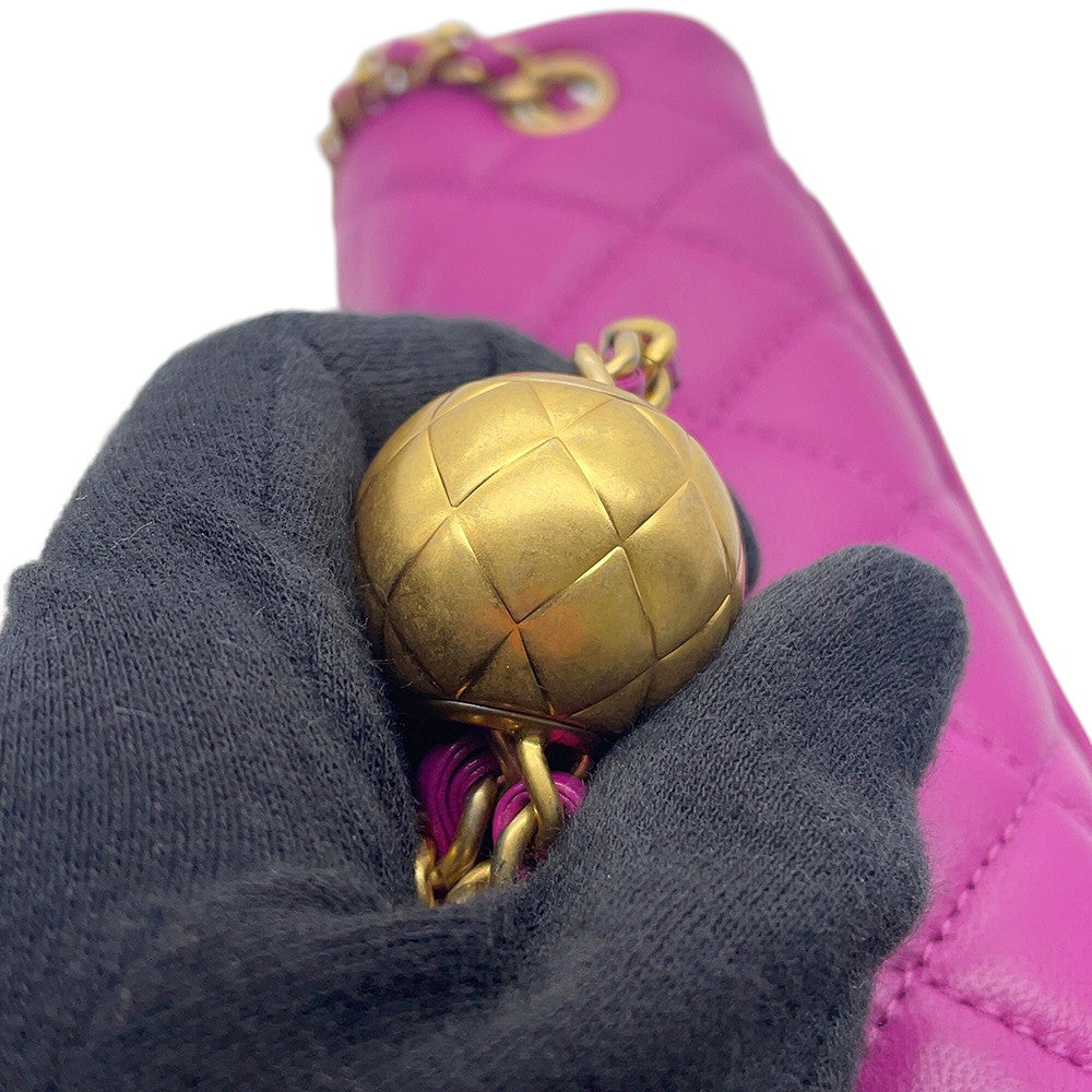 CHANEL Mini Matelasse ChainShoulder Bag PurpleAS1787 Lambskin Size 20