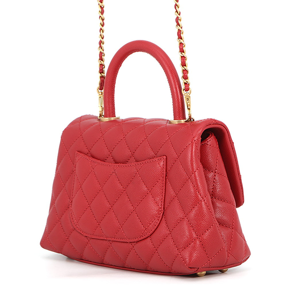 CHANEL Coco Handle 2WAYHandbag RedA92990 Caviar Leather Size XS