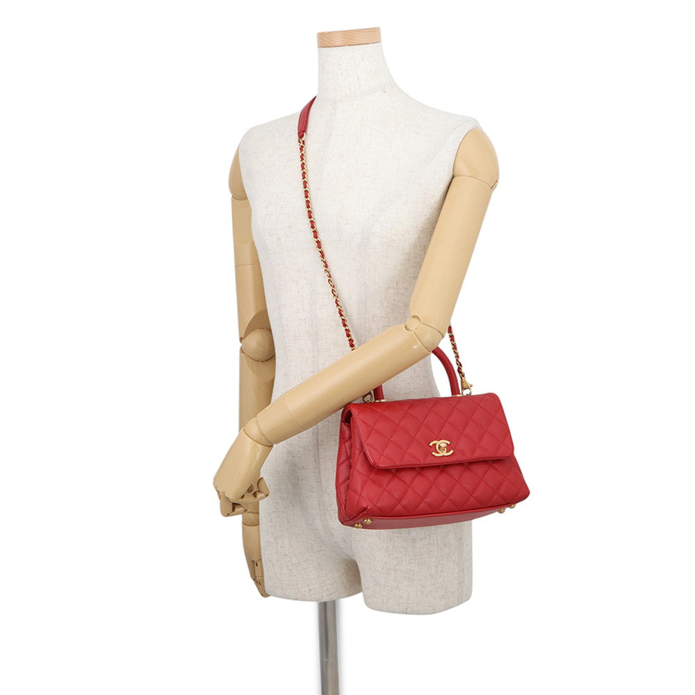 CHANEL Coco Handle 2WAYHandbag RedA92990 Caviar Leather Size XS