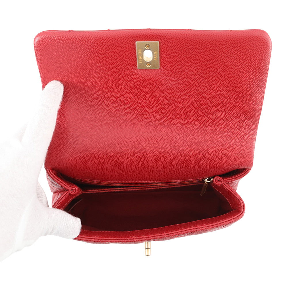 CHANEL Coco Handle 2WAYHandbag RedA92990 Caviar Leather Size XS