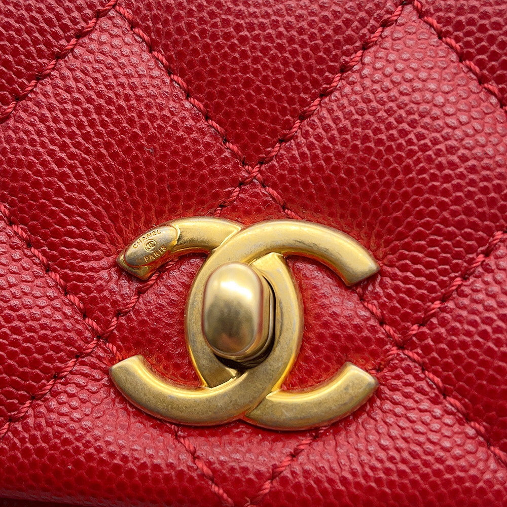 CHANEL Coco Handle 2WAYHandbag RedA92990 Caviar Leather Size XS