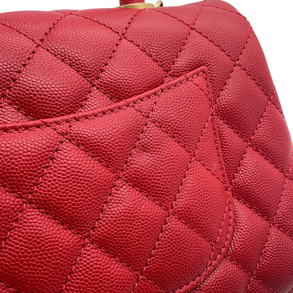 CHANEL Coco Handle 2WAYHandbag RedA92990 Caviar Leather Size XS