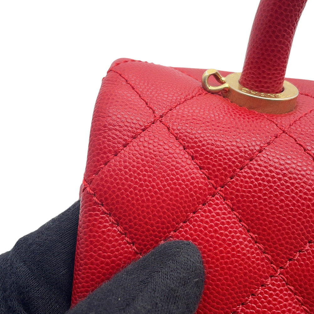 CHANEL Coco Handle 2WAYHandbag RedA92990 Caviar Leather Size XS