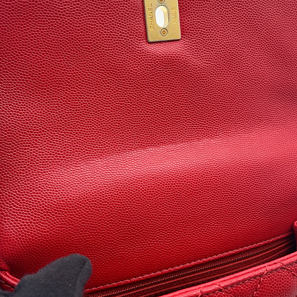 CHANEL Coco Handle 2WAYHandbag RedA92990 Caviar Leather Size XS