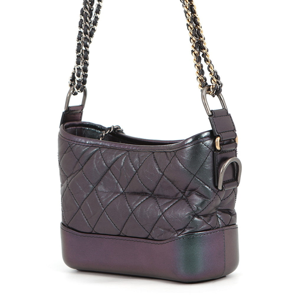 CHANEL Gabriel de CHANEL Hobo Bag MetalicPurpleA91810 Aged Calf Leather Size Small