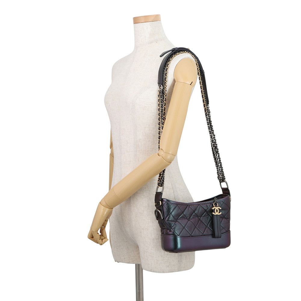 CHANEL Gabriel de CHANEL Hobo Bag MetalicPurpleA91810 Aged Calf Leather Size Small