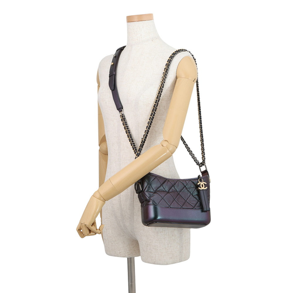 CHANEL Gabriel de CHANEL Hobo Bag MetalicPurpleA91810 Aged Calf Leather Size Small