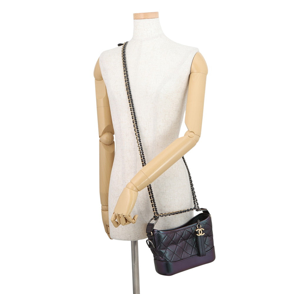 CHANEL Gabriel de CHANEL Hobo Bag MetalicPurpleA91810 Aged Calf Leather Size Small