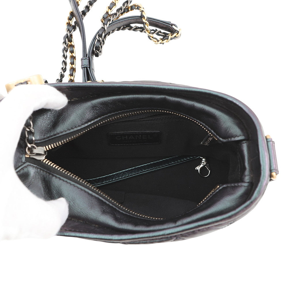 CHANEL Gabriel de CHANEL Hobo Bag MetalicPurpleA91810 Aged Calf Leather Size Small