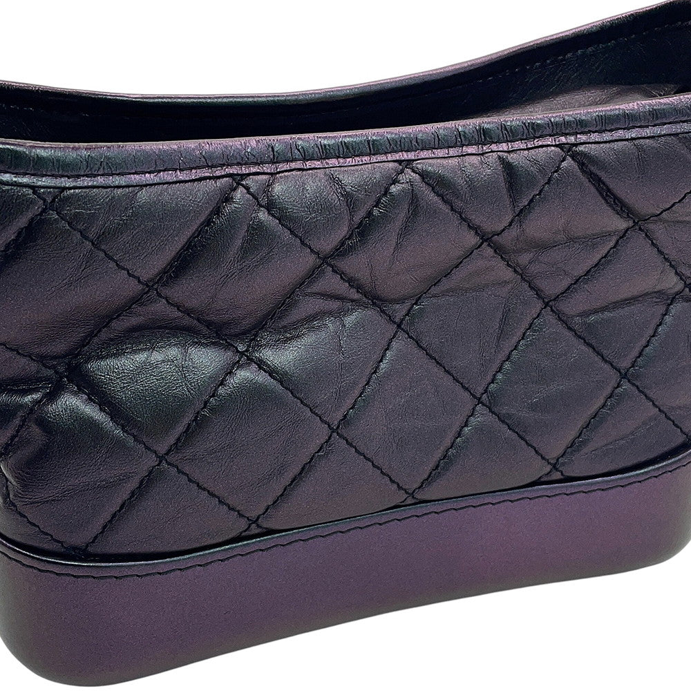CHANEL Gabriel de CHANEL Hobo Bag MetalicPurpleA91810 Aged Calf Leather Size Small