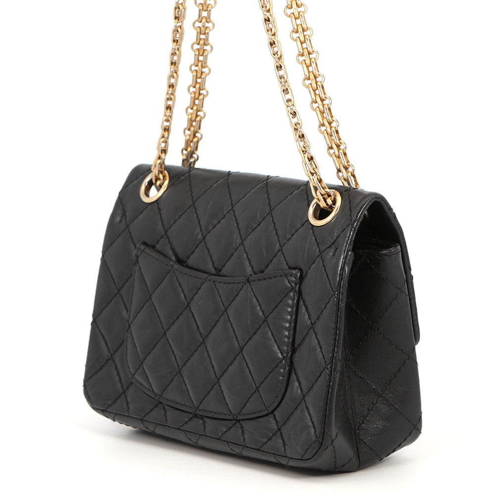 CHANEL 2.55 ChainShoulder Bag BlackAS0874 Aged Calf Leather Size Mini