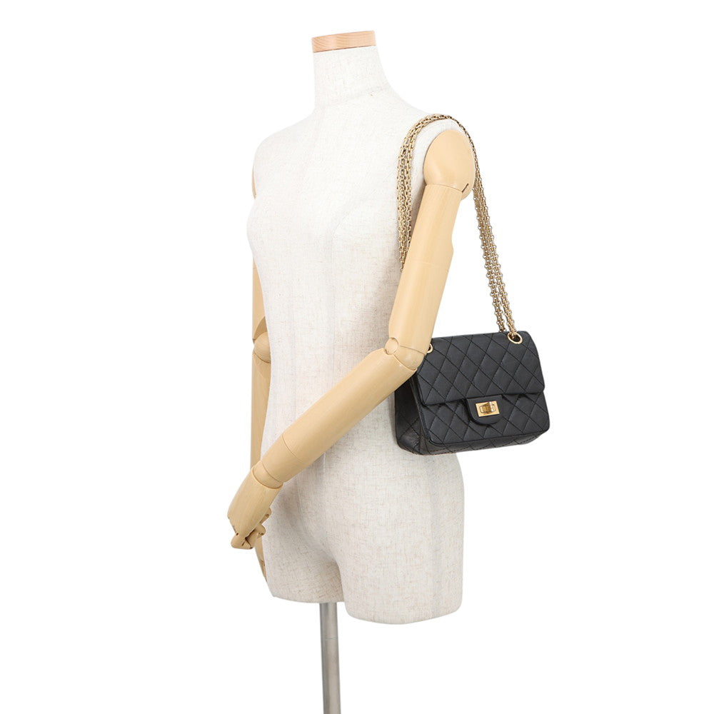 CHANEL 2.55 ChainShoulder Bag BlackAS0874 Aged Calf Leather Size Mini