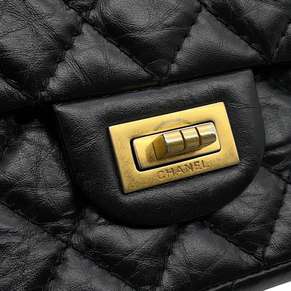 CHANEL 2.55 ChainShoulder Bag BlackAS0874 Aged Calf Leather Size Mini
