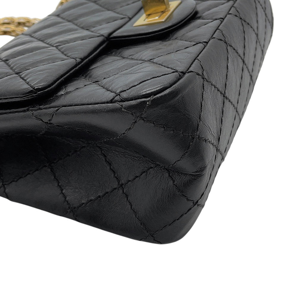 CHANEL 2.55 ChainShoulder Bag BlackAS0874 Aged Calf Leather Size Mini