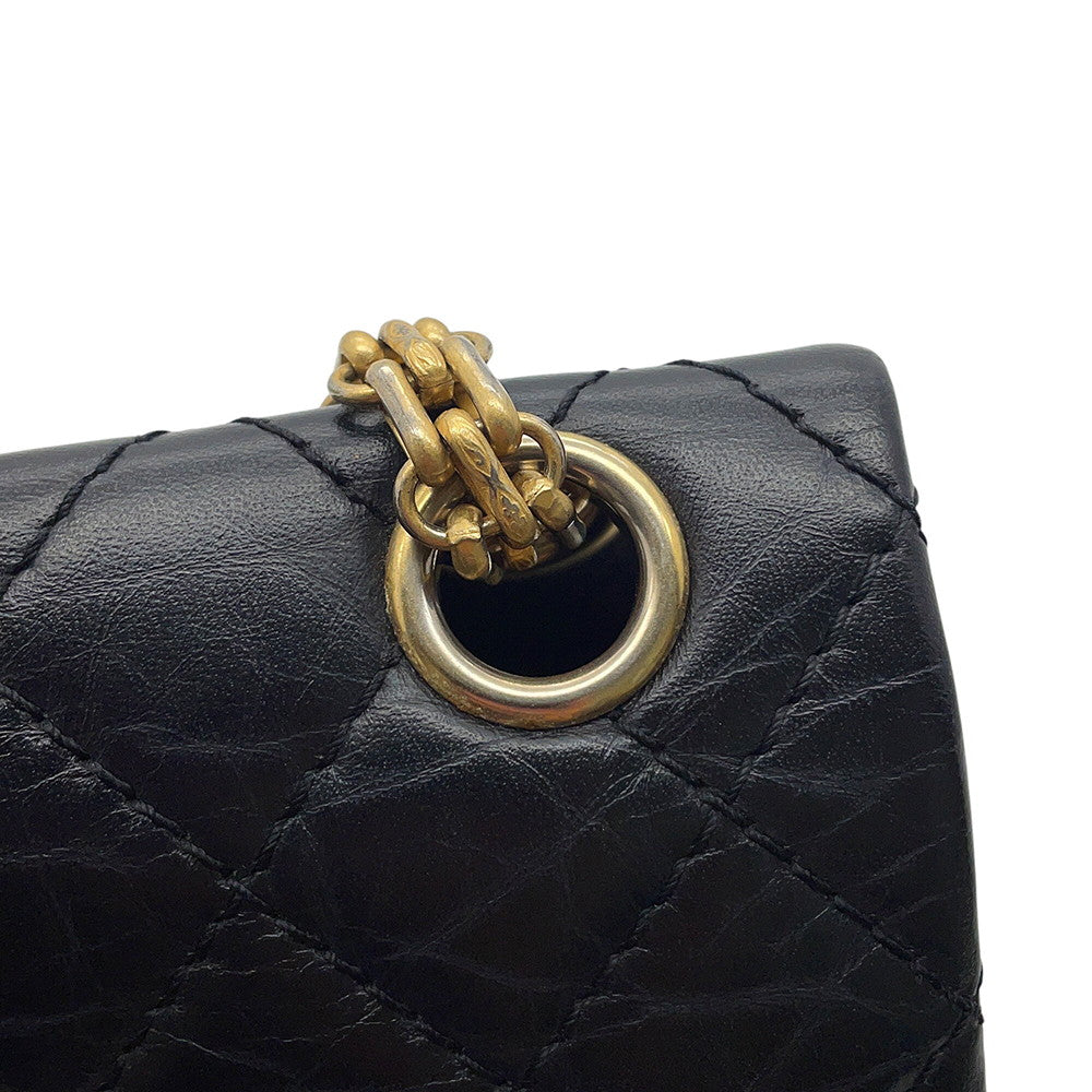 CHANEL 2.55 ChainShoulder Bag BlackAS0874 Aged Calf Leather Size Mini