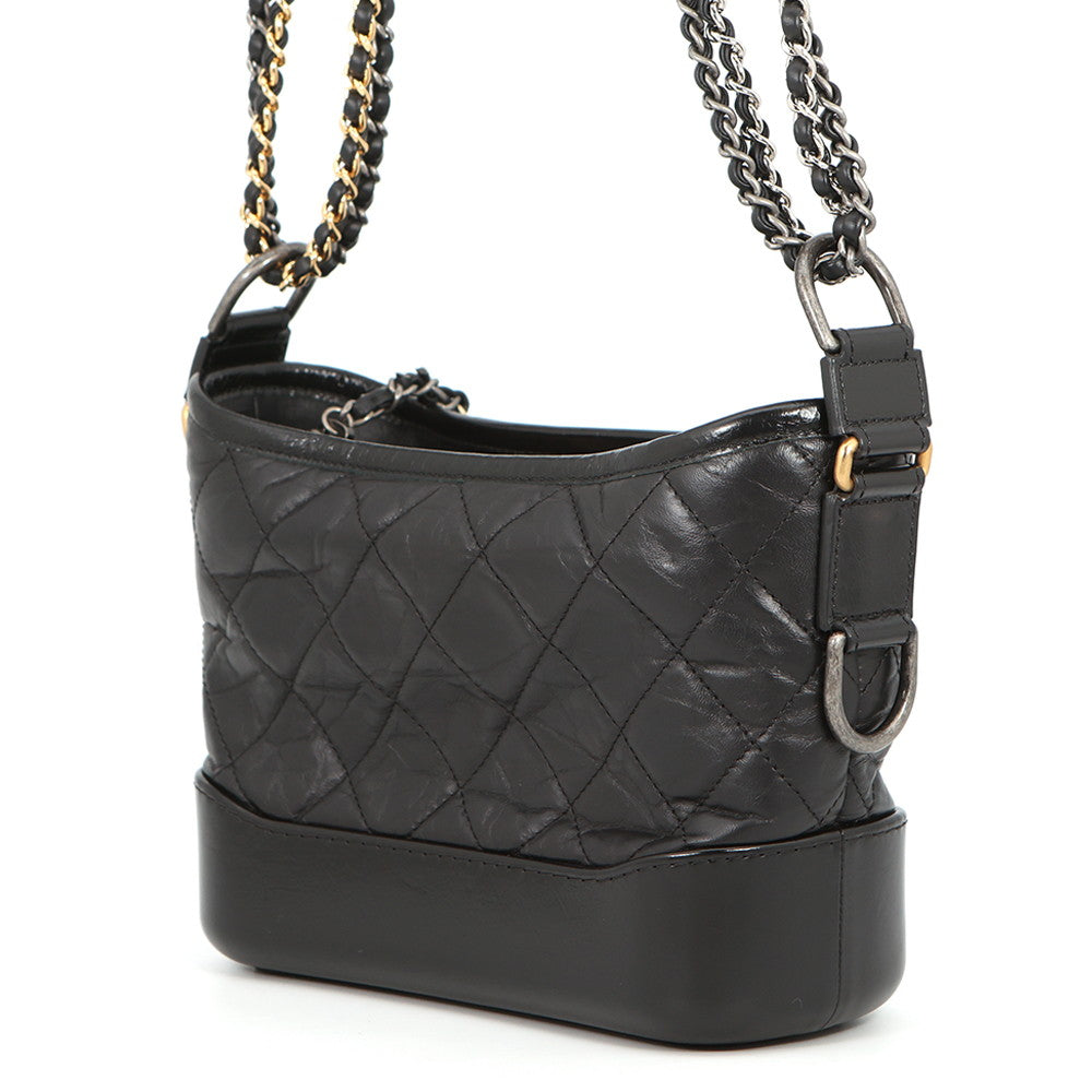 CHANEL Gabriel de CHANEL ChainShoulder Bag BlackA91810 Aged Calf Leather Size Small