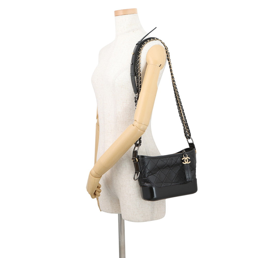 CHANEL Gabriel de CHANEL ChainShoulder Bag BlackA91810 Aged Calf Leather Size Small