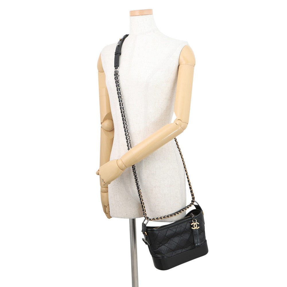 CHANEL Gabriel de CHANEL ChainShoulder Bag BlackA91810 Aged Calf Leather Size Small