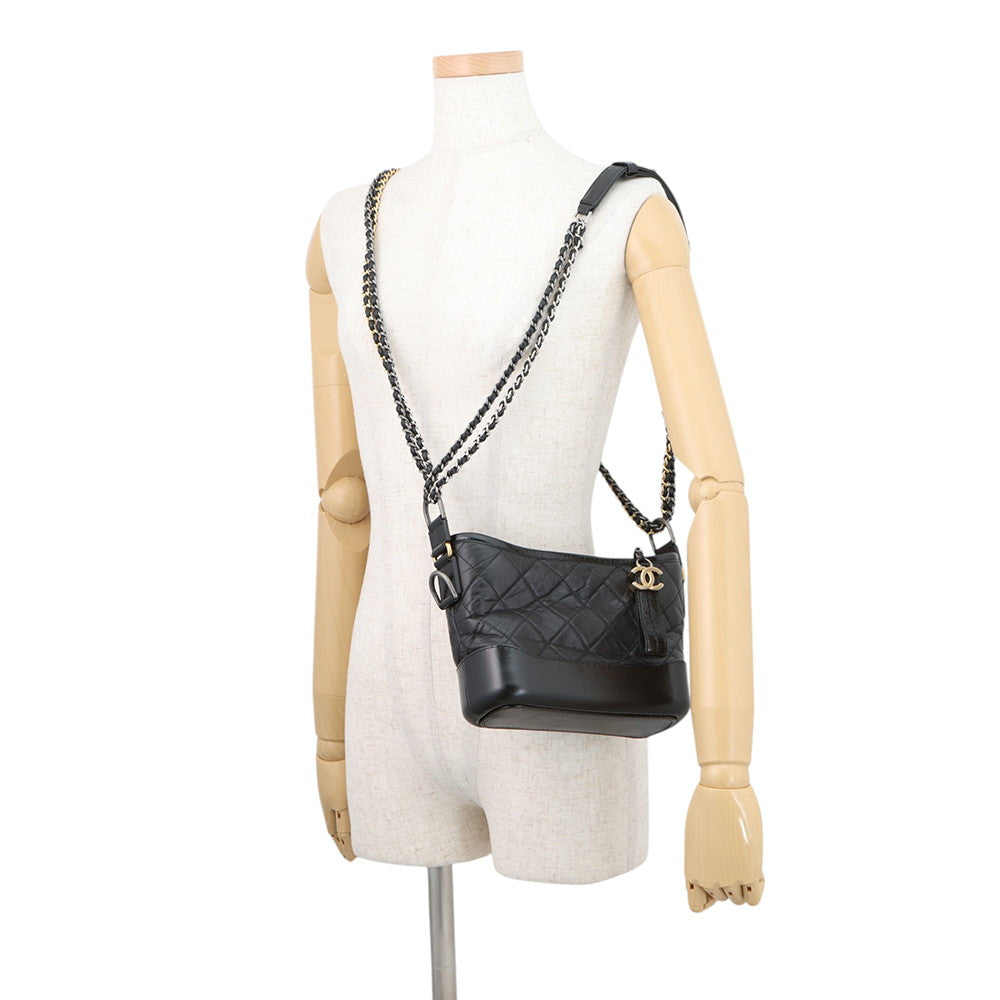 CHANEL Gabriel de CHANEL ChainShoulder Bag BlackA91810 Aged Calf Leather Size Small