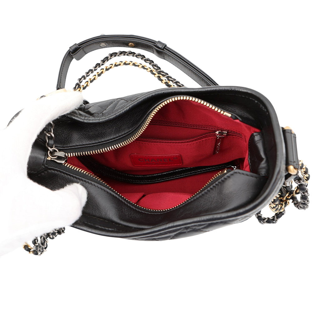 CHANEL Gabriel de CHANEL ChainShoulder Bag BlackA91810 Aged Calf Leather Size Small