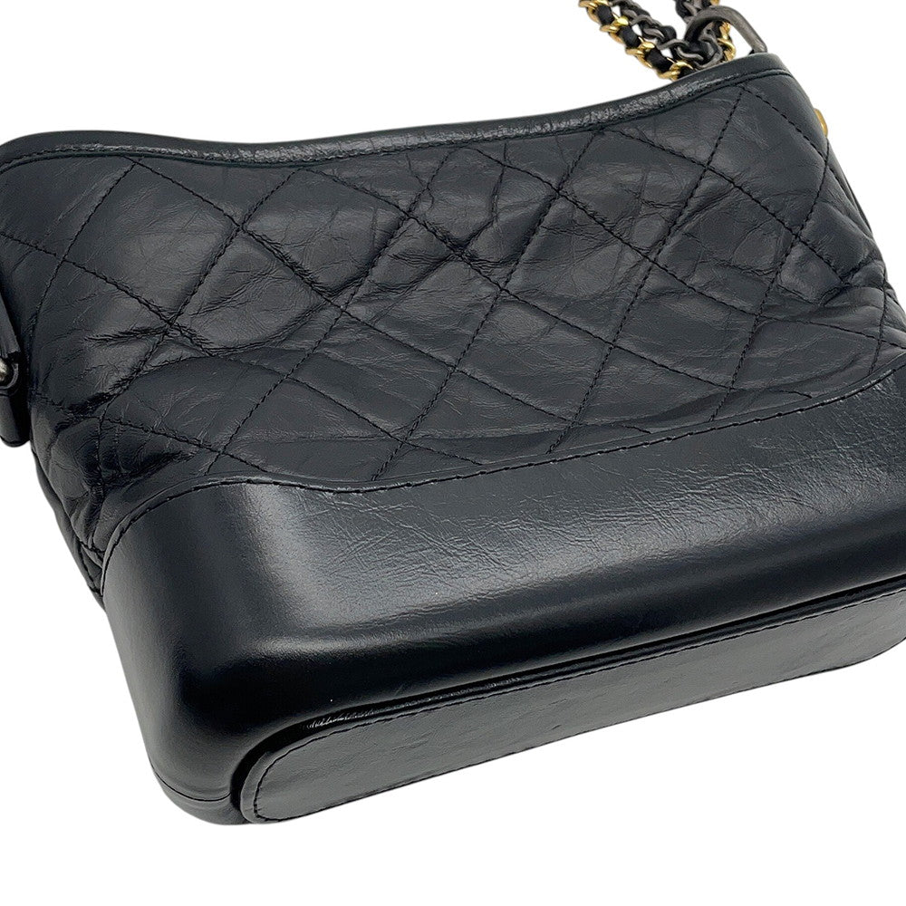 CHANEL Gabriel de CHANEL ChainShoulder Bag BlackA91810 Aged Calf Leather Size Small
