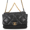 CHANEL CHANEL 19 Maxi Chain Shoulder Bag BlackAS1162 Shiny Calf Leather