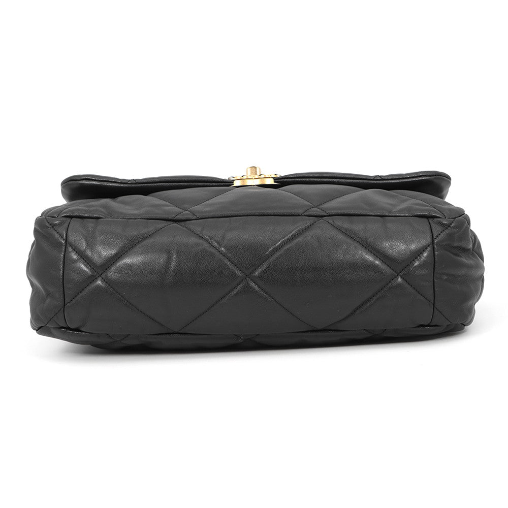 CHANEL CHANEL 19 Maxi Chain Shoulder Bag BlackAS1162 Shiny Calf Leather