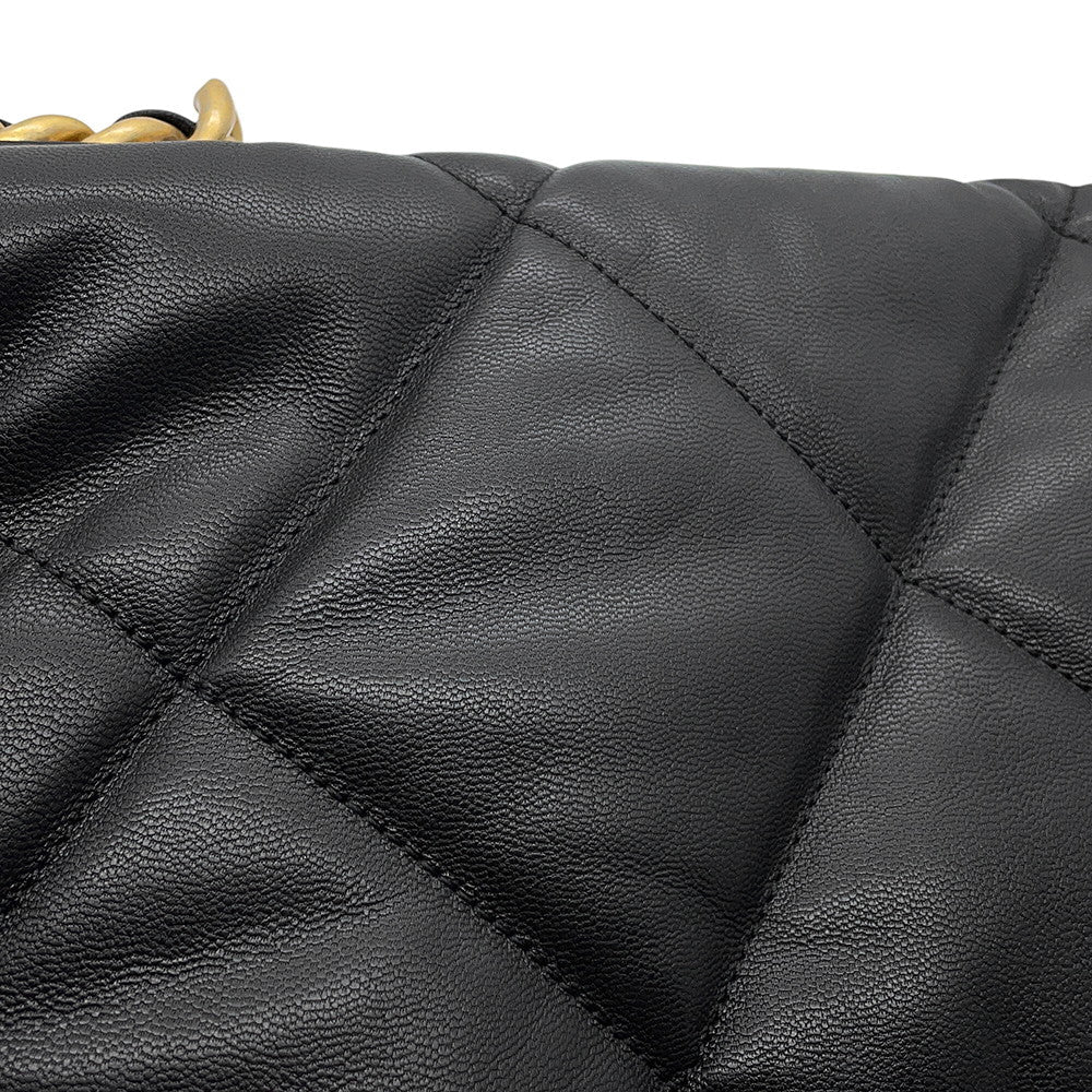 CHANEL CHANEL 19 Maxi Chain Shoulder Bag BlackAS1162 Shiny Calf Leather