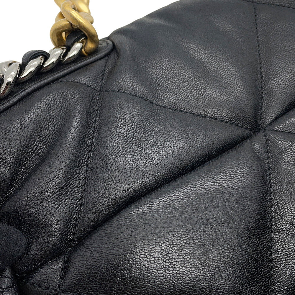 CHANEL CHANEL 19 Maxi Chain Shoulder Bag BlackAS1162 Shiny Calf Leather