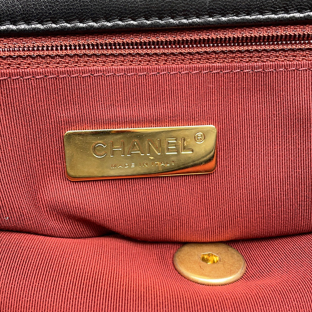 CHANEL CHANEL 19 Maxi Chain Shoulder Bag BlackAS1162 Shiny Calf Leather