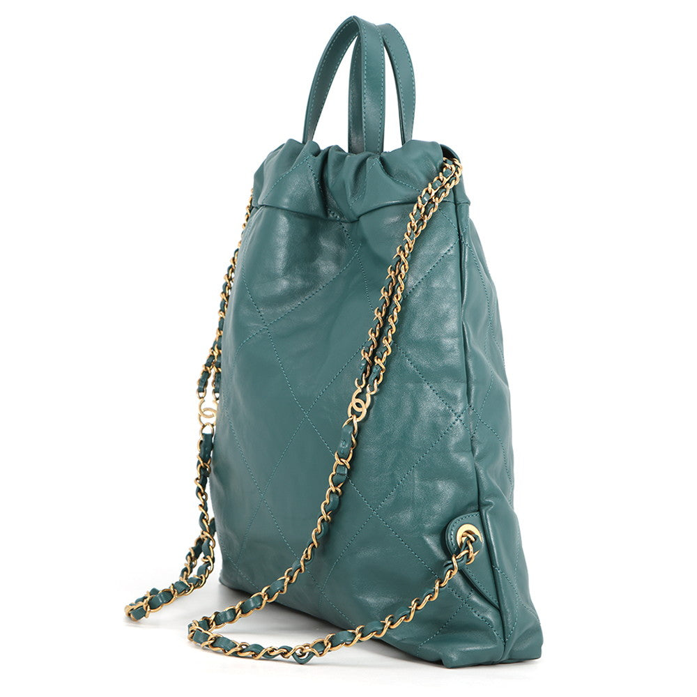 CHANEL CHANEL22 Backpack GreenAS3859 Shiny Calf Leather Size Small