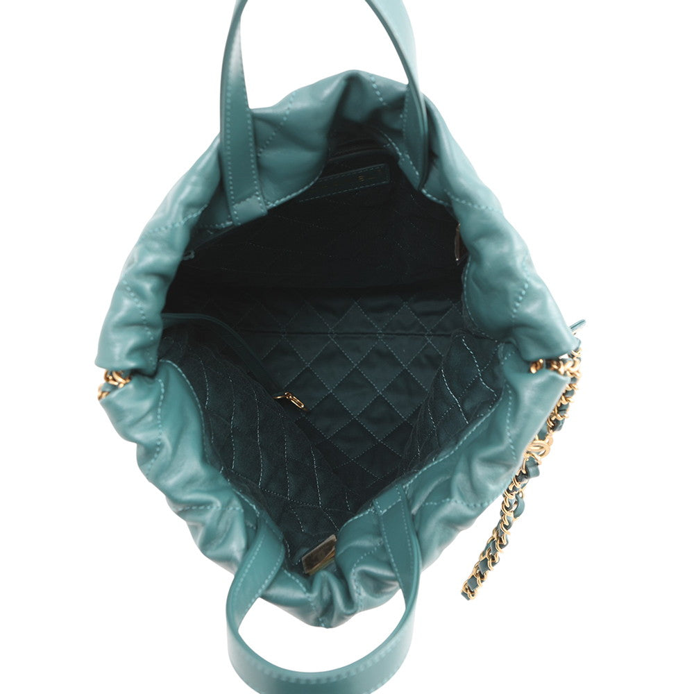 CHANEL CHANEL22 Backpack GreenAS3859 Shiny Calf Leather Size Small