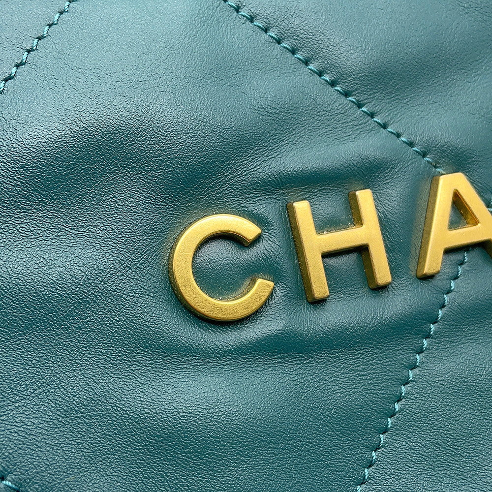 CHANEL CHANEL22 Backpack GreenAS3859 Shiny Calf Leather Size Small